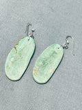 Native American Gorgeous Santo Domingo Green Turquoise Sterling Silver Earrings-Nativo Arts