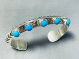 Extraordinary Native American Navajo Signed 5 Sleeping Beauty Turquoise Sterling Silver Bracelet-Nativo Arts