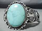 Swirls Galore Vintage Native American Navajo Domed Spiderweb Turquoise Sterling Silver Bracelet-Nativo Arts