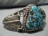 Very Rare!! Vintage Native American Navajo Lone Mountain Turquoise Sterling Silver Bracelet Old-Nativo Arts