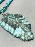 Phenomenal Native American Zuni Colossal Turquoise Carved Leaf Heishi Necklace-Nativo Arts