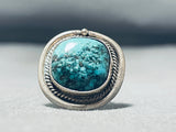 Beautiful Vintage Native American Navajo Kngman Turquoise Sterling Silver Ring-Nativo Arts