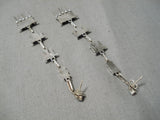 Stunning Zuni Native American Turquoise Needle Sterling Silver Earrings-Nativo Arts