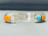 Brilliant Native American Navajo Turquoise Spiny Oyster Inlay Sterling Silver Bracelet-Nativo Arts