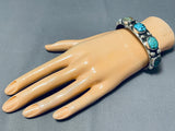 Amazing Native American Turquoise Sterling Silver Stamped Bracelet-Nativo Arts