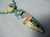 Native American Colorful Santo Domingo Inlay Turquoise Coral Jet Sterling Silver Necklace-Nativo Arts
