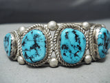 Tremendous Vintage Native American Navajo Sleeping Beauty Turquoise Sterling Silver Bracelet Old-Nativo Arts