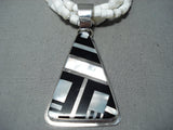 Native American Rare Santo Domingo Black & White Sterling Silver Necklace-Nativo Arts