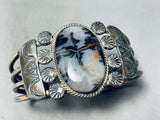 Master Of Silver Work Vintage Native American Navajo Petrified Wood Sterling Bracelet-Nativo Arts