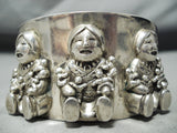 Huge Vintage Storyteller Sterling Silver Bracelet Cuff-Nativo Arts