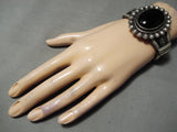 Important Jeanette Dale Vintage Native American Navajo Black Onyx Sterling Silver Bracelet-Nativo Arts