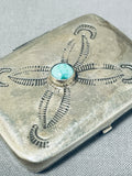 One Of A Kind Native American Navajo Vintage Kingman Turquoise Sterling Silver Box-Nativo Arts