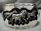 Important Vintage Native American Navajo Henry Yawakaia Sterling Silver Horse Turquoise Bracelet-Nativo Arts