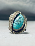 Exceptional Vintage Native American Navajo Blue Diamond Turquoise Sterling Silver Ring-Nativo Arts