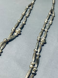 One Of The Most Unique Vintage Native American Navajo Handmade Torpedo Sterling Silver Necklace-Nativo Arts
