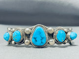 Freddy Thompson Vintage Native American Navajo Blue Turquoise Sterling Silver Bracelet-Nativo Arts