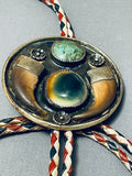 One Of The Most Unique Vintage Native American Navajo Green Turquoise Sterling Silver Bolo Tie-Nativo Arts