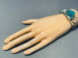 Most Unique Vintage Native American Navajo Double Morenci Turquoise Sterling Silver Bracelet-Nativo Arts