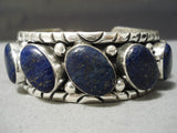 Best Vintage Native American Navajo Slanted Lapis Sterling Silver Bracelet Old-Nativo Arts