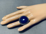 Beautiful Vintage Native American Navajo Lapis Dome Sterling Silver Huge Ring-Nativo Arts