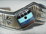 Native American Detailed Vintage Santo Domingo Turquoise Sterling Silver Bracelet-Nativo Arts