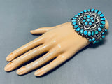 Huge Older Vintage Native American Navajo Turquoise Sterling Silver Bracelet Cuff Old-Nativo Arts