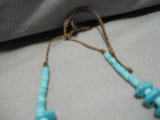 Very Long!! Vintage Native American Navajo Turquoise Disced Shell Necklace Old-Nativo Arts