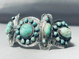 Important 1800's/ 1900's Vintage Native American Navajo Coj Silver Turquoise Bracelet-Nativo Arts