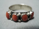 Marvelous Bahe Navajo Coral Sterling Silver Ring Native American-Nativo Arts
