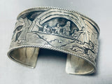Important One Of Best Vintage Native American Navajo Detailed Sterling Silver Bracelet-Nativo Arts