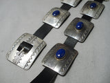 Important Vintage Native American Navajo Sidney Nez Lapis Sterling Silver Concho Belt Old-Nativo Arts