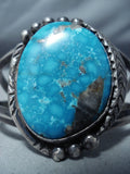 Rare Vintage Native American Navajo Carico Lake Turquoise Sterling Silver Bracelet Old-Nativo Arts