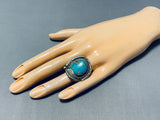 Amazing Vintage Native American Navajo Pilot Mountain Turquoise Sterling Silver Ring-Nativo Arts