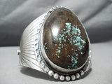 One Of The Biggest Teardrop Green Turquoise Native American Navajo Sterling Silver Bracelet-Nativo Arts