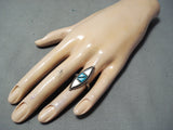Superb Vintage Native American Navajo Turquoise Mother Of Pearl Sterling Silver Ring-Nativo Arts