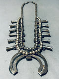 Womens Vintage Native American Navajo Spider Turquoise Sterling Silver Squash Blossom Necklace-Nativo Arts