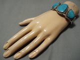 Important Vintage Native American Navajo Will Yazzie #8 Turquoise Sterling Silver Bracelet Old-Nativo Arts