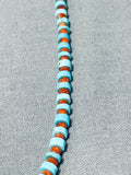 Sweet Native American Navajo Turquoise & Coral Sterling Silver Necklace-Nativo Arts