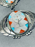 Massive Vintage Native American Zuni Turquoise Inlay Sterling Silver Tree Pendant Pin-Nativo Arts
