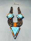 Native American One Of The Most Unique Santo Domingo Turquoise Inlay Necklace-Nativo Arts