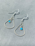 Exquisite Native American Navajo Sleeping Beauty Turquoise Sterling Silver Earrings-Nativo Arts