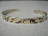Incredible Vintage Native American Navajo 14k Gold Sterling Silver Geometric Bracelet-Nativo Arts