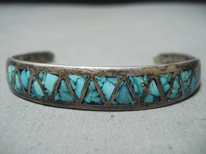 Custom Vintage Navajo Native American Turquoise Inlay Sterling Silver Bracelet-Nativo Arts