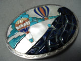 Native American Detailed Vintage Navajo New Mexico Turquoise Air Balloon Sterling Silver Buckle-Nativo Arts