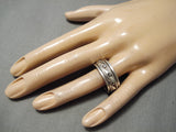 Incredible Waving Vintage Native American Navajo Sterling Silver Geometric Ring Old-Nativo Arts