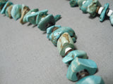 Beautiful Vintage Native American Navajo Green Turquoise Sterling Silver Necklace Old-Nativo Arts