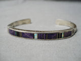 Incredible Vintage Native American Navajo Sugulite Opal Sterling Silver Inlay Bracelet-Nativo Arts