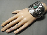 Heavy Thick Vintage Hopi Native American Navajo Royston Turquoise Sterling Silver Bracelet Old-Nativo Arts