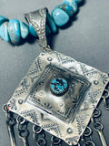 One Of The Most Unique Yazzie Native American Navajo Turquoise Sterling Silver Necklace-Nativo Arts
