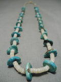 Early 1900's Vintage Native American Navajo Santo Domingo Shell Turquoise Necklace Old-Nativo Arts